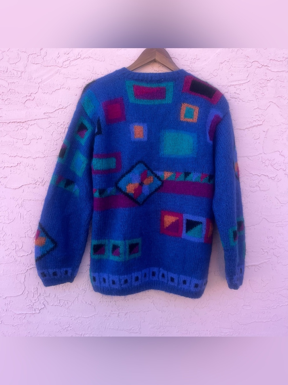 Vintage L.L. Bean Cardigan Sweater Abstract Geometric Colorful Y2K - Picture 5 of 7